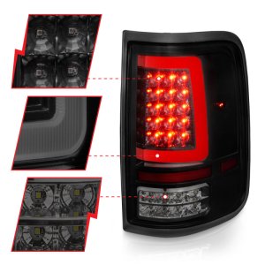 Ford F-150 LED Tail Light Assembly - ANZO - Black Housing w/ Light Bar - Smoke Lens - `04-`06
