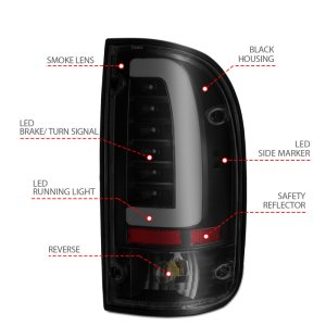 Toyota Tacoma LED Taillights - Rear - ANZO - Smoke Lens, Black Housing - `95-`00