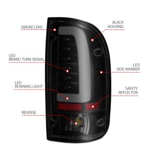 Toyota Tacoma LED Taillights - Rear - ANZO - Smoke Lens, Black Housing - `95-`00