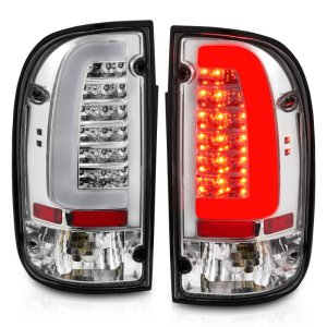 Toyota Tacoma LED Taillights - Rear - ANZO - Chrome Housing Clear Lens - `95-`00