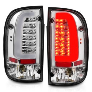 Toyota Tacoma LED Taillights - Rear - ANZO - Chrome Housing Clear Lens - `95-`00