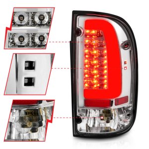 Toyota Tacoma LED Taillights - Rear - ANZO - Chrome Housing Clear Lens - `95-`00