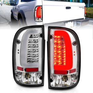 Toyota Tacoma LED Taillights - Rear - ANZO - Chrome Housing Clear Lens - `95-`00