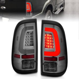 Ford F-250 Tail Lights - Rear - ANZO - LED Chrome Housing - Smoke - `08-`16