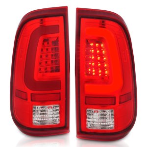Ford F-250 LED Taillights - Rear - ANZO - ANZO - Chrome Housing Red/Clear Lens - `08-`16