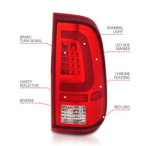 Ford F-250 LED Taillights - Rear - ANZO - ANZO - Chrome Housing Red/Clear Lens - `08-`16