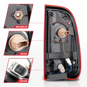 Ford F-250 LED Taillights - Rear - ANZO - ANZO - Chrome Housing Red/Clear Lens - `08-`16