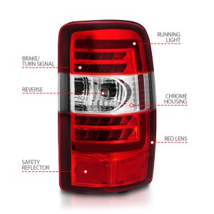 Chevrolet Tahoe Tail Lights - Rear - ANZO - LED with Chrome Housing - Red - `00-`06 Chevrolet Tahoe Tail Lights - Rear - ANZO - LED with Chrome Housing - Red - `00-`06