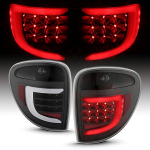 Dodge Grand Caravan LED Taillights - ANZO - w/ Light Bar - Black Housing Clear Lens - `04-`07