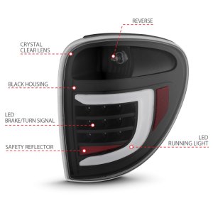 Dodge Grand Caravan LED Taillights - ANZO - w/ Light Bar - Black Housing Clear Lens - `04-`07