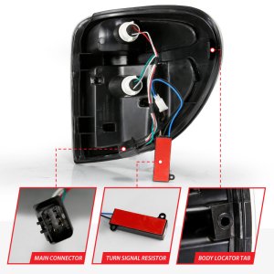 Dodge Grand Caravan LED Taillights - ANZO - w/ Light Bar - Black Housing Clear Lens - `04-`07