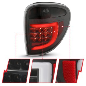 Dodge Grand Caravan LED Taillights - ANZO - w/ Light Bar - Black Housing Clear Lens - `04-`07