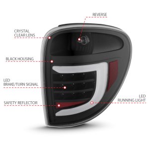 Dodge Grand Caravan LED Taillights - ANZO - w/ Light Bar - Black Housing Clear Lens - `04-`07