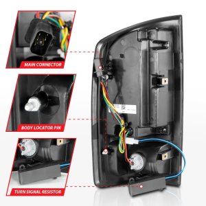 Dodge Ram 1500 LED Tail Lights - Rear - ANZO - Black Housing w/ Light Bar - Smoke Lens - `02-`06