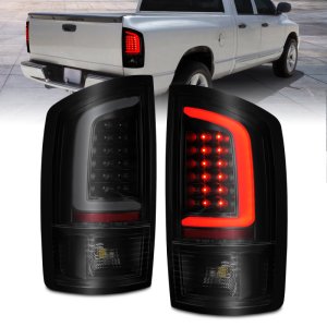 Dodge Ram 1500 LED Tail Lights - Rear - ANZO - Black Housing w/ Light Bar - Smoke Lens - `02-`06