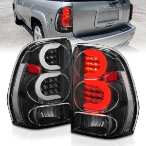 Chevrolet Trailblazer Tail Light Assembly - Rear - ANZO - LED w/ Light Bar - Black Housing Clear Lens - `02-`09