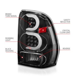 Chevrolet Trailblazer Tail Light Assembly - Rear - ANZO - LED w/ Light Bar - Black Housing Clear Lens - `02-`09