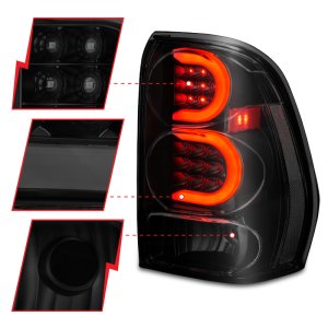 Chevrolet Trailblazer LED Tail Light Assembly - Rear - ANZO - Light Bar Style, Black Housing - Smoke Lens - `02-`09