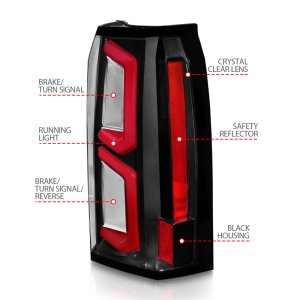 Chevrolet Tahoe LED Taillights - Rear - ANZO - Light Bar - Black Housing Clear Lens - `15-`20