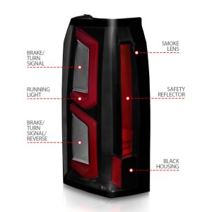 Chevrolet Tahoe LED Tail Lights - ANZO - w/ Light Bar - Black Housing Smoke Lens - `15-`20 Chevrolet Tahoe LED Tail Lights - ANZO - w/ Light Bar - Black Housing Smoke Lens - `15-`20