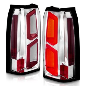 Chevrolet Tahoe Tail Lights - Rear - ANZO - LED w/ Light Bar - Chrome Housing Clear Lens - `15-`20