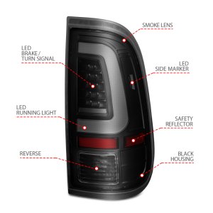 Ford F-250 Tail Light Assembly - Rear - ANZO - LED with Light Bar - Smoke Lens - `08-`16
