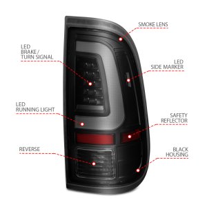 Ford F-250 Tail Light Assembly - Rear - ANZO - LED with Light Bar - Smoke Lens - `08-`16