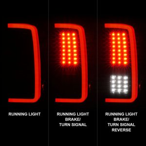 Chevrolet Silverado 1500 LED Tail Lights - Rear - ANZO - w/ Light Bar - Black Housing, Smoke Lens - `07-`13 Chevrolet Silverado 1500 LED Tail Lights - Rear - ANZO - w/ Light Bar - Black Housing, Smoke Lens - `07-`13