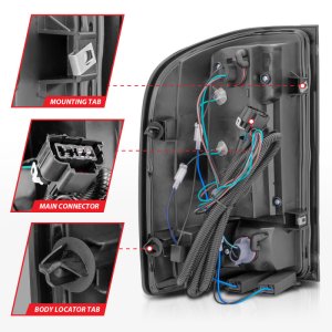 Chevrolet Silverado 1500 LED Tail Lights - Rear - ANZO - w/ Light Bar - Black Housing, Smoke Lens - `07-`13 Chevrolet Silverado 1500 LED Tail Lights - Rear - ANZO - w/ Light Bar - Black Housing, Smoke Lens - `07-`13