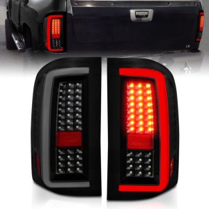 Chevrolet Silverado 1500 LED Tail Lights - Rear - ANZO - w/ Light Bar - Black Housing, Smoke Lens - `07-`13 Chevrolet Silverado 1500 LED Tail Lights - Rear - ANZO - w/ Light Bar - Black Housing, Smoke Lens - `07-`13