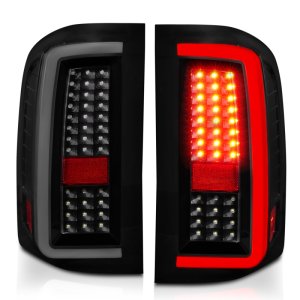 Chevrolet Silverado 2500 LED Tail Lights - Rear - ANZO - w/ Light Bar - Black Housing, Smoke Lens - `07-`13