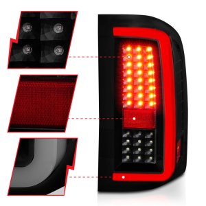 Chevrolet Silverado 3500 LED Tail Lights - Rear - ANZO - w/ Light Bar - Black Housing, Smoke Lens - `07-`13