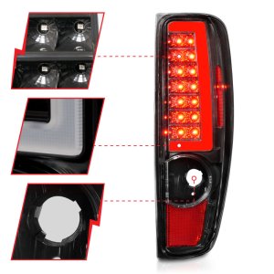 Chevrolet Colorado Tail Light Assembly - ANZO - LED w/ Light Bar - Black Housing - `04-`12