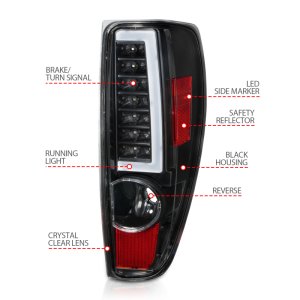 Chevrolet Colorado Tail Light Assembly - ANZO - LED w/ Light Bar - Black Housing - `04-`12