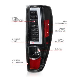 Chevrolet Colorado Tail Light Assembly - ANZO - LED w/ Light Bar - Black Housing - `04-`12