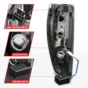 GMC Canyon LED Tail Light Assembly - Rear - ANZO - Light Bar Style Black Housing - Smoke Lens - `04-`12