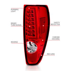 Chevrolet Colorado Taillights - Rear - ANZO - LED w/ Light Bar Chrome Housing - Red/Clear - `04-`12