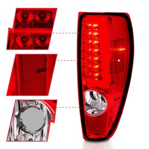 Chevrolet Colorado Taillights - Rear - ANZO - LED w/ Light Bar Chrome Housing - Red/Clear - `04-`12
