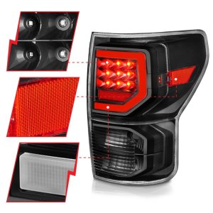 Toyota Tundra Tail Light Assembly - Rear - ANZO - LED w/ Light Bars - Black Housing Clear Lens - `07-`11