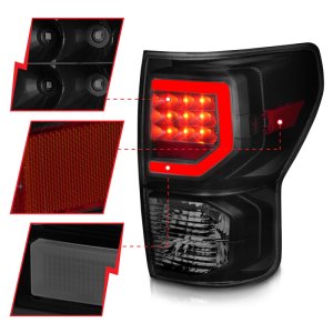 Toyota Tundra LED Taillights - Rear - ANZO - G2 with C Light Bars - Smoke Lens - `07-`11