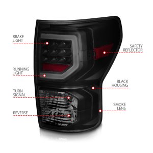Toyota Tundra LED Taillights - Rear - ANZO - G2 with C Light Bars - Smoke Lens - `07-`11