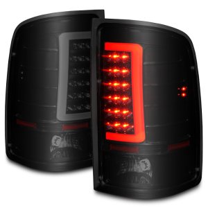 GMC Sierra Tail Light Assembly - Rear - ANZO - LED with Light Bar, Black Housing - Smoke - `07-`13