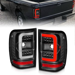 Ford Ranger LED Taillights - Rear - ANZO - w/ Light Bar - Black Housing Clear Lens - `01-`11