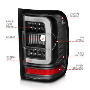 Ford Ranger LED Taillights - Rear - ANZO - w/ Light Bar - Black Housing Clear Lens - `01-`11