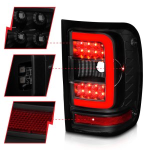 Ford Ranger LED Taillights - Rear - ANZO - Light Bar - Black Housing with Smoke Lens - `01-`11