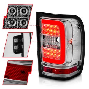 Ford Ranger Tail Lights - Rear - ANZO - LED w/ Light Bar Style - Chrome - `01-`11