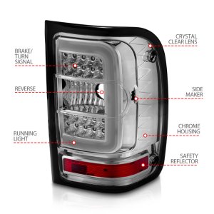 Ford Ranger Tail Lights - Rear - ANZO - LED w/ Light Bar Style - Chrome - `01-`11