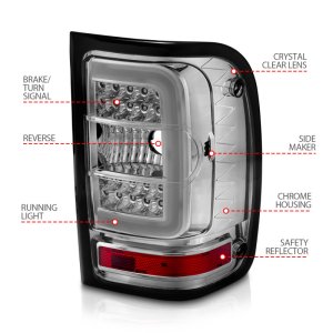 Ford Ranger Tail Lights - Rear - ANZO - LED w/ Light Bar Style - Chrome - `01-`11