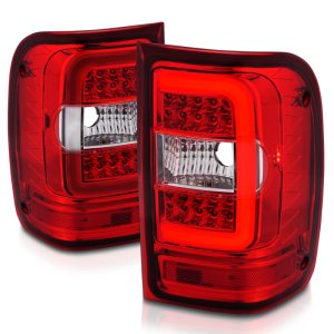 Ford Ranger LED Taillights - Rear - ANZO - Light Bar Style - Chrome Housing, Red/Clear Lens - `01-`11