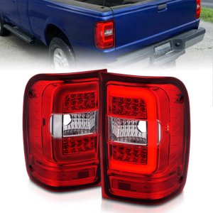 Ford Ranger LED Taillights - Rear - ANZO - Light Bar Style - Chrome Housing, Red/Clear Lens - `01-`11